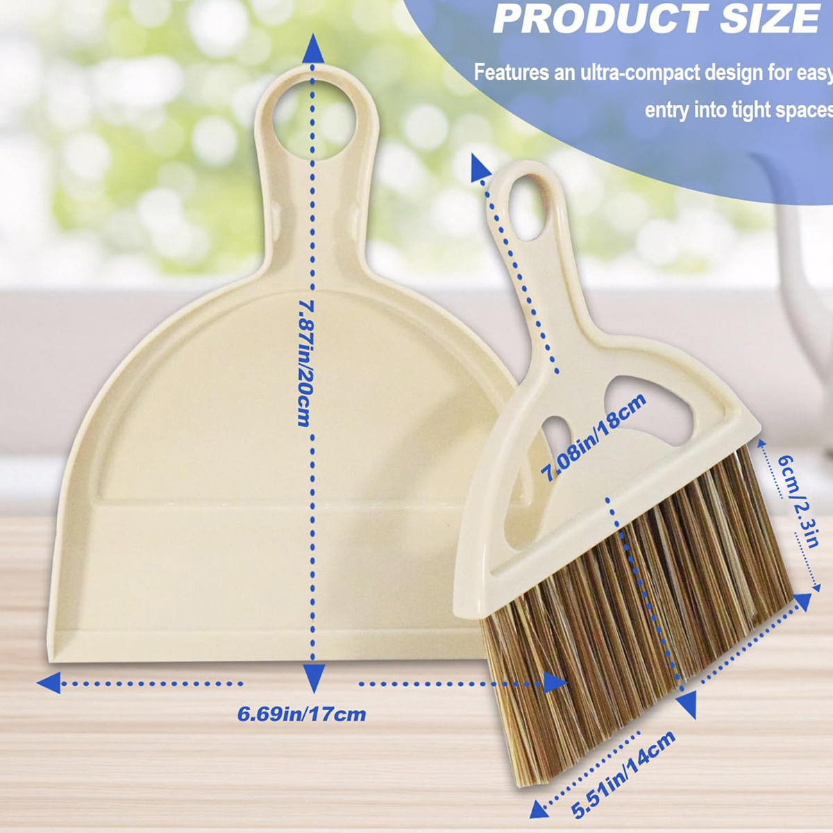 1pc compact & lightweight plastic broom and dust pan set with ergonomic handle & non-toxic bristles - mini sweeper for hard floors, kids, pets, home, car, camping -   dust pan and brush combo for small spaces, ideal for bedroom, living room, desk, and hardwood floors - durable & hygienic design with white bristles & clear dust pan for   cleaning, long handle dustpan and broom, tiny broom and distpan, foldable broom, chinese broom, hand broom Product details 0