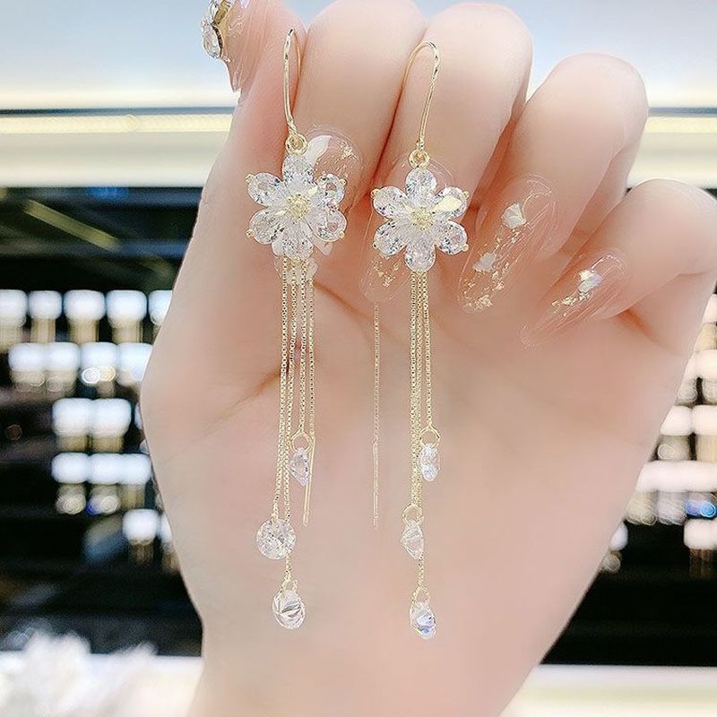 TEMU 1 Paire de Boucles d'Oreilles Florales Élégantes, Pendentifs Tendance de Luxe pour Femme, Ornements Stylés pour Banquet et Dîner