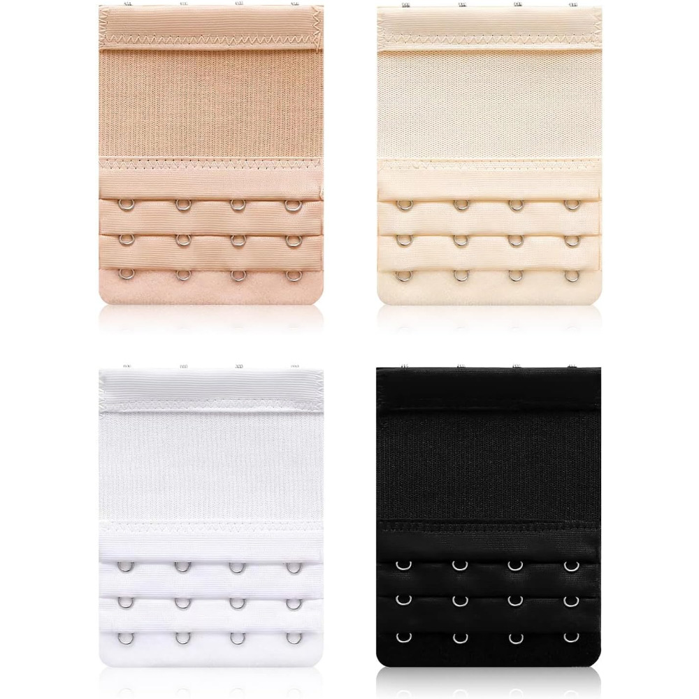 TEMU 4pcs Women's Bra Extenders 4 Hooks 3 Stretchy Bra Extension Strap Elastic Bra Band Hook Bra Strap Extender Bra Extenders 4 Hooks Plus Size (3.8