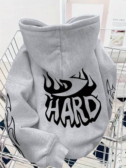 Artikelbild herren kapuzenpullover aus verdicktem plüsch – lockere äußere schichtjacke mit mehreren geometrischen abstrakten druckmustern, für herbst winter, modischer stil