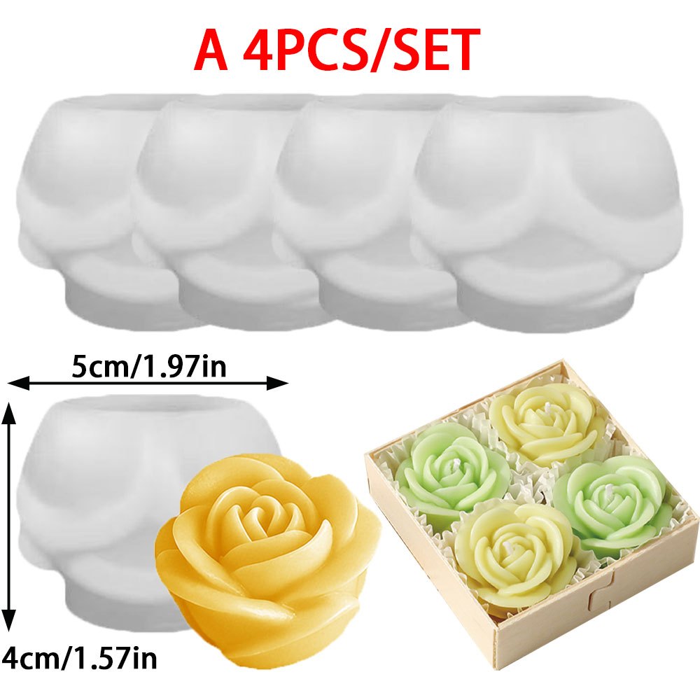 TEMU Set stampi in silicone a forma , 3D, con di peonia, per candele di cera di soia profumate, , resina epossidica, artigianato, bomboniere per