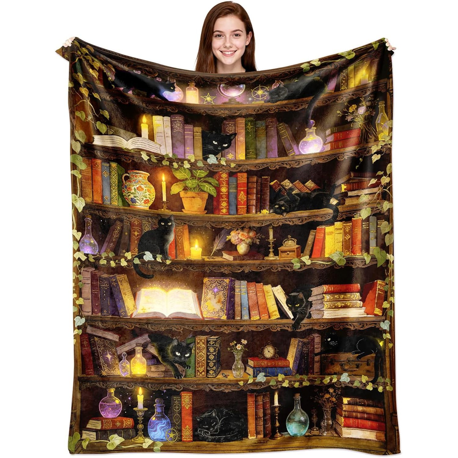 Artikelbild Buchdecke Geschenke für Buchliebhaber Weicher Flanell Bibliothekar Lesedecke Überwurf  -Dekor für Frauen 127,0 cm x 101,6 cm