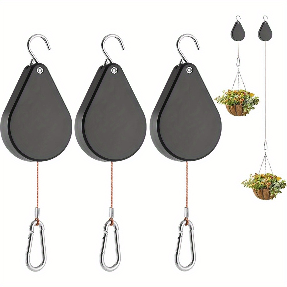 TEMU Upgraded Retractable Plant Hanger, Plant Pulleys For Hanging Plants, Easy To And Lower, , Heavy Duty, Adjustable Hook For Garden Baskets Pots,