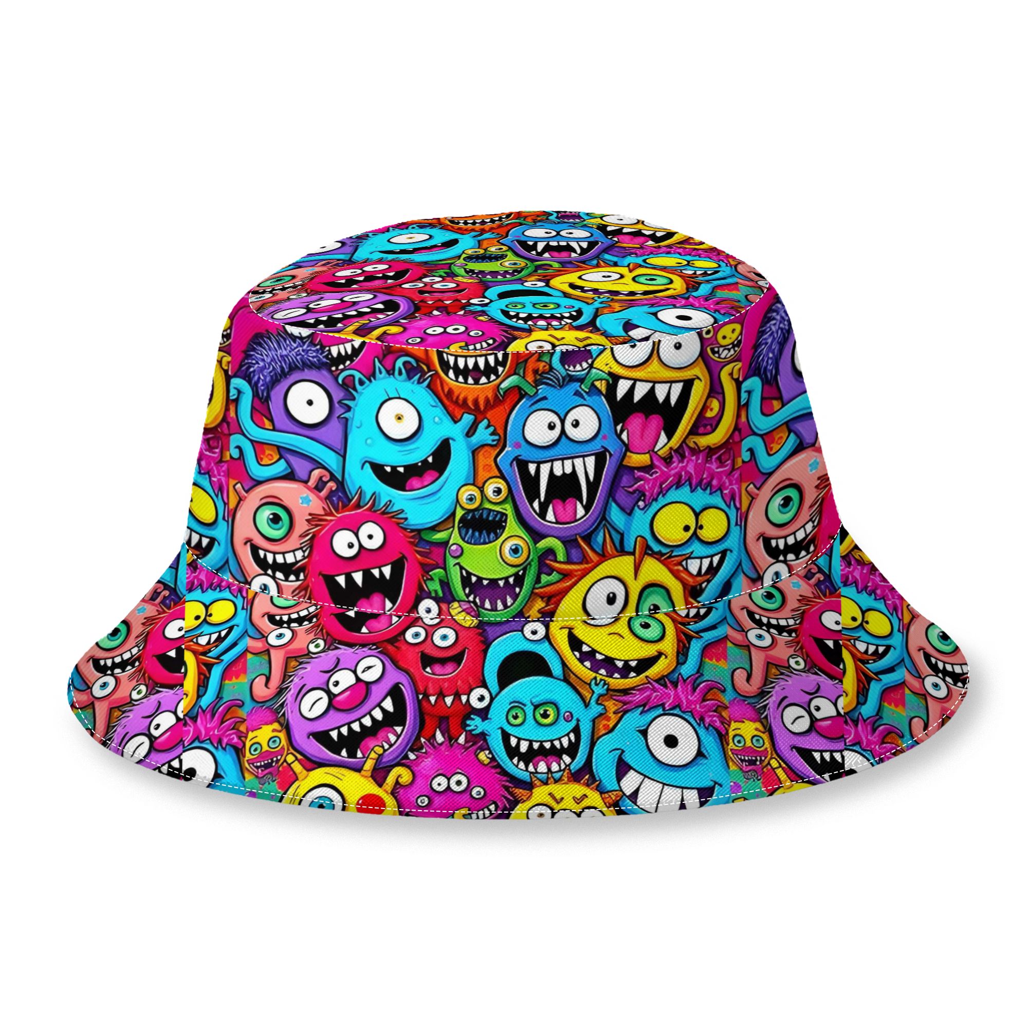 TEMU Colorful Crazy Spooky Kooky Monster Unisex Fisherman Sun Hat, Outdoor Casual Fashionable, Suitable For Fishing, Climbing
