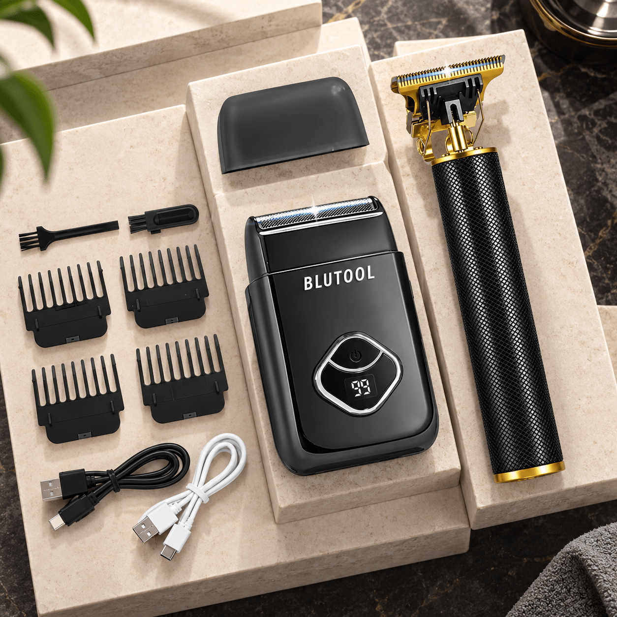 TEMU Electric Razor For Men, Hair Clippers And Trimmers Rechargeable Electric Shaver, Cordless Kit For Face Hair Body, Barber Use, Birthday Father's
