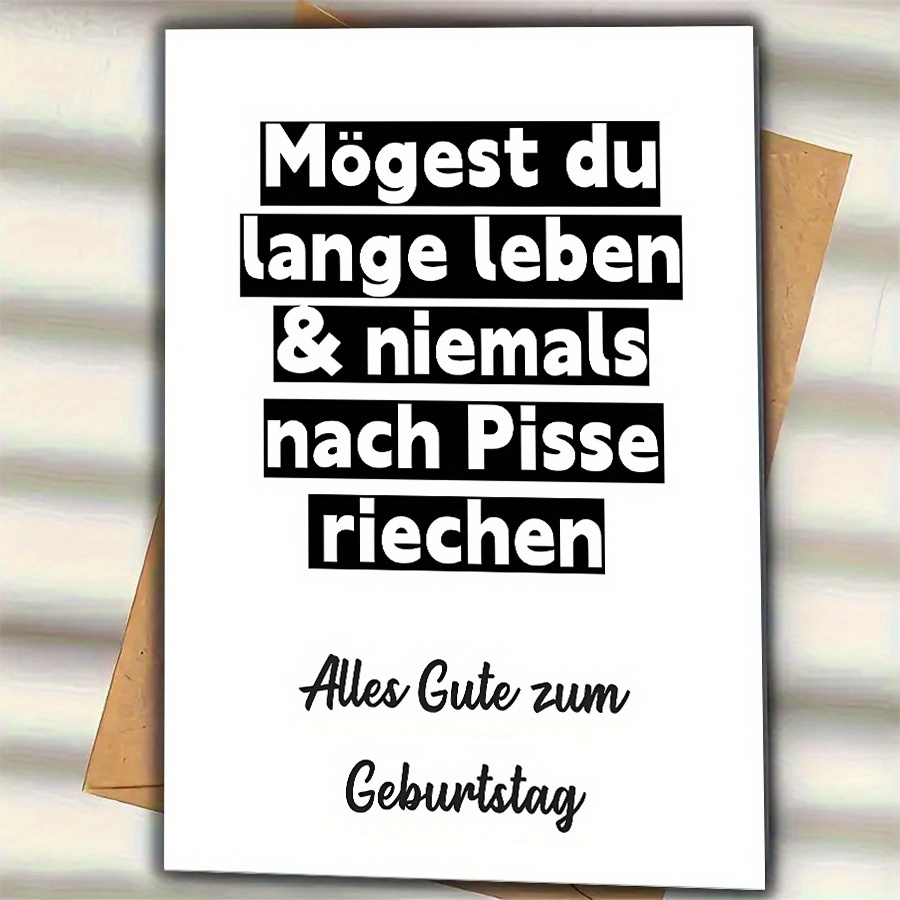 Funny German Birthday Card- 'long Life& Narrow Piss' Humorous Greeting For Adults, Unique Gift For , Red Envelope Included, Funny Birthday Cards