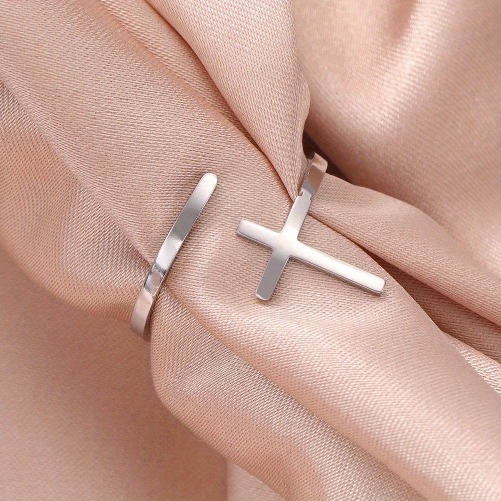 Stainless Steel Cross Ring Punk Signet Band