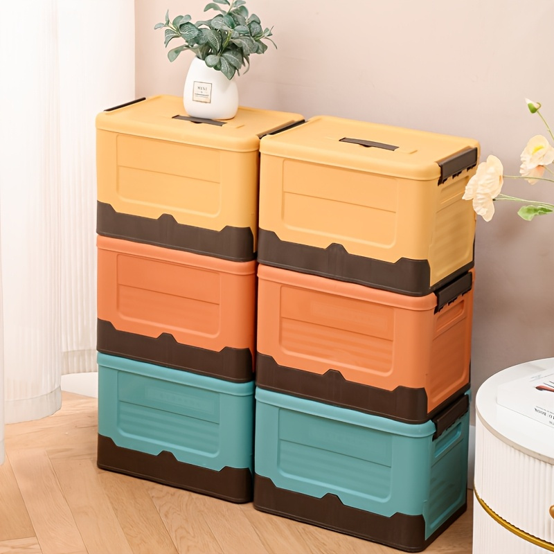 Set of 2 Large 6.82-Gallon Collapsible Storage Containers with Handles, Sturdy Plastic Organizer