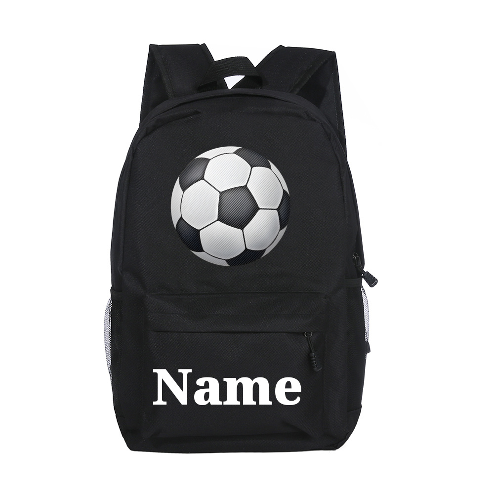 TEMU 1 Customizable Soccer Backpack, Suitable For All Genders, Featuring A Black Oxford Design With A Soccer Ball Motif And For A Personalized Name.