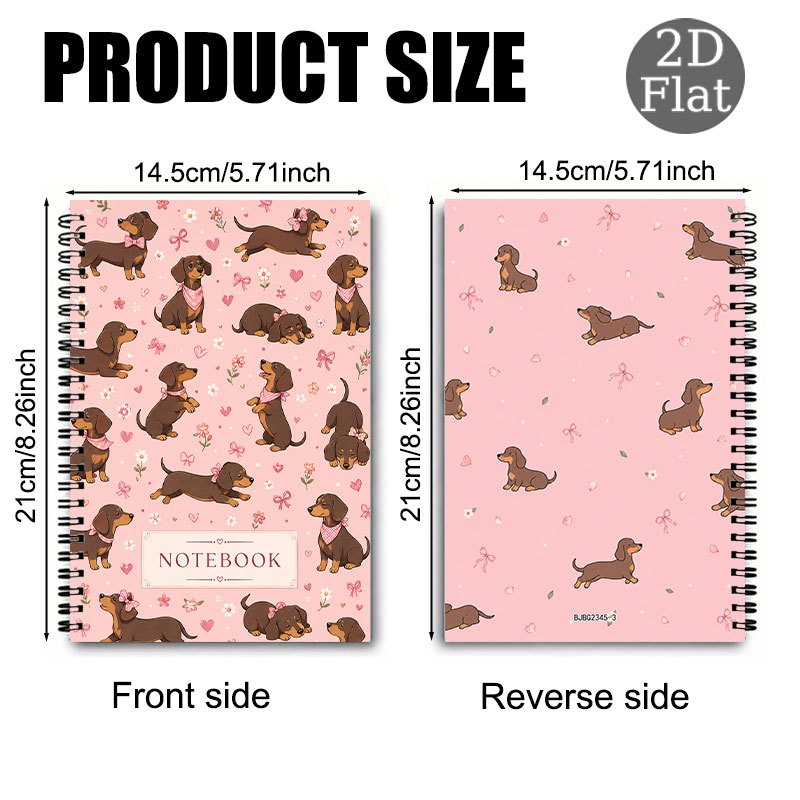 TEMU Carnet à spirale teckel rose avec couverture à imprimé teckel adorable - Convient pour toute écriture, et de bureau, agenda compact et portable
