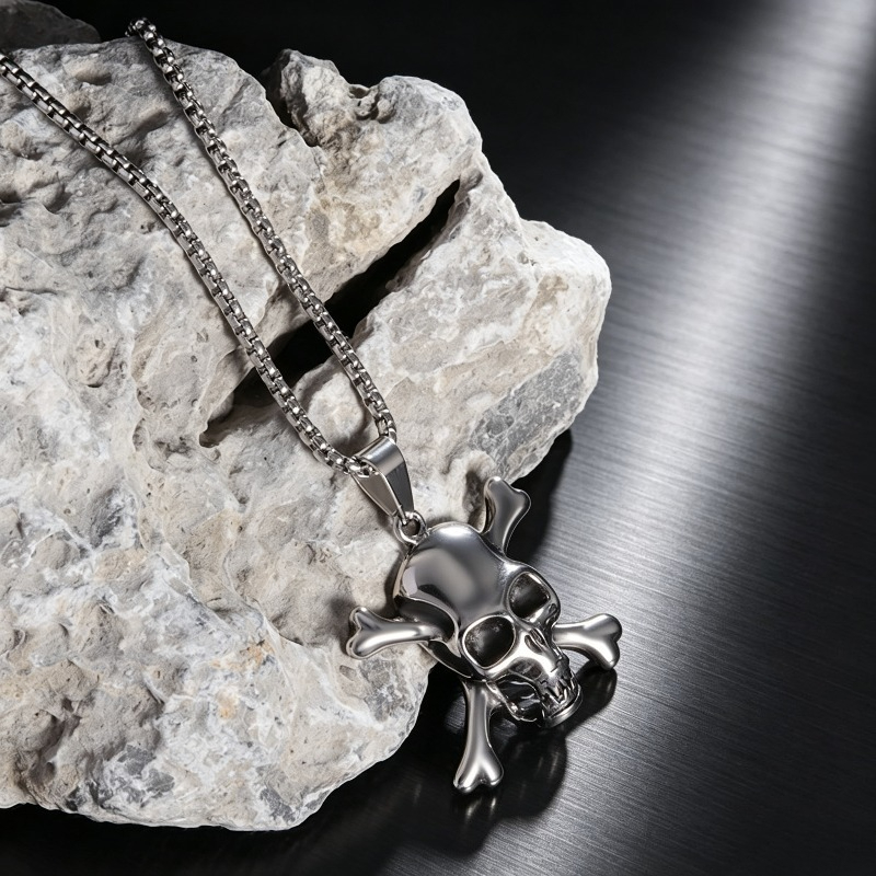 Western Pirate Skull Crossbones Pendant Necklace