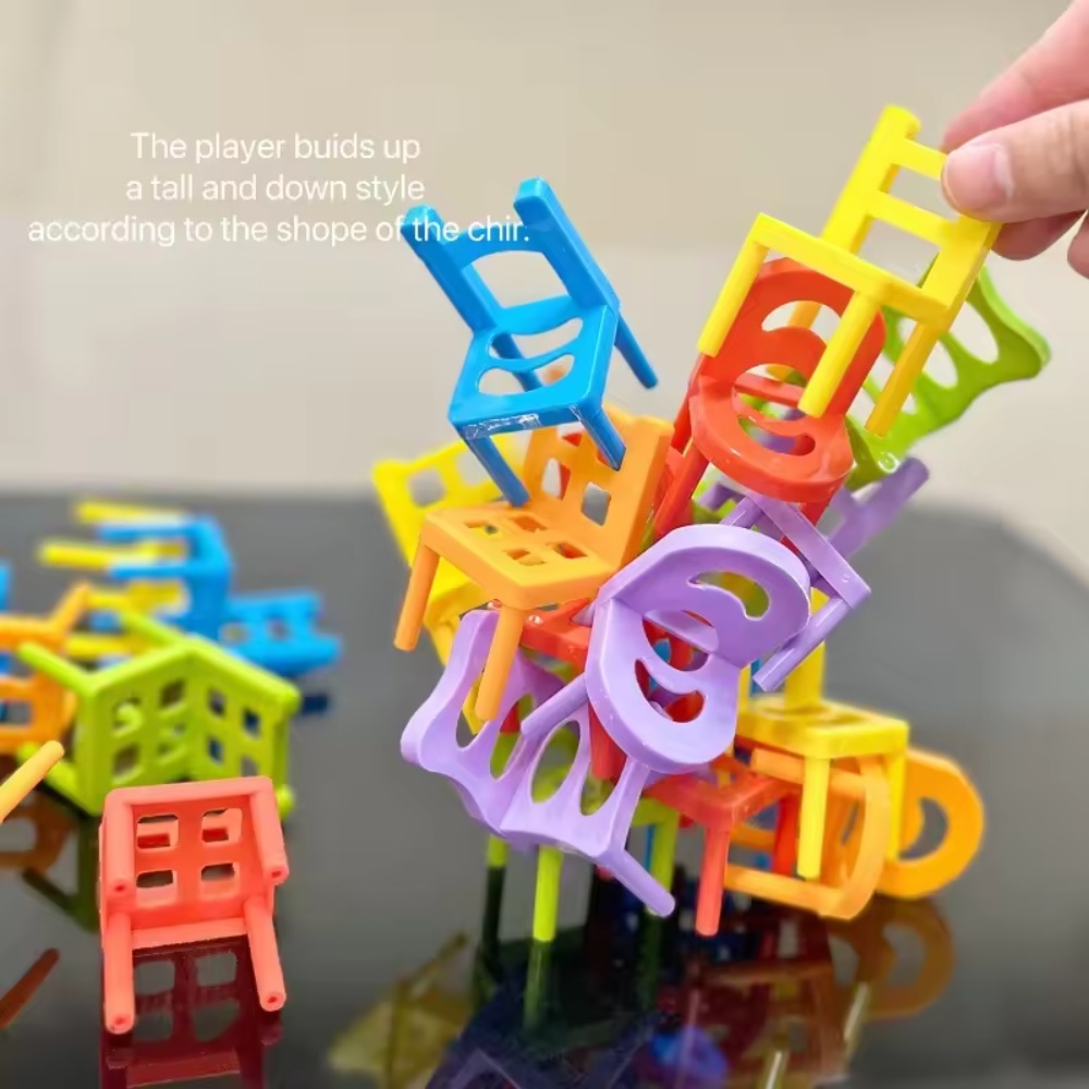 48pcs Mini Plastic Folding Chair Game for Balance Training