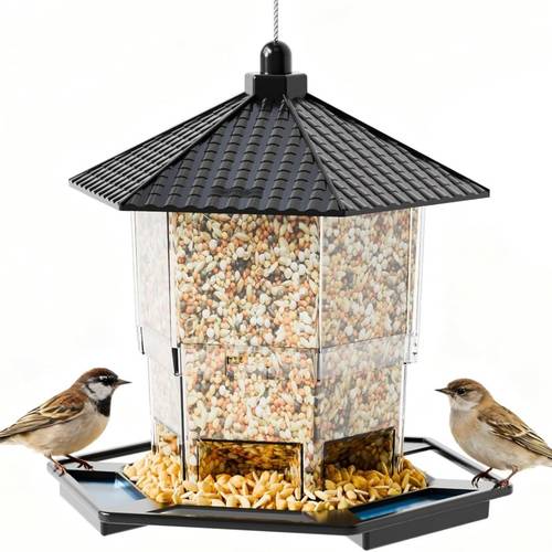 Transparent Acrylic Bird Cage, Bird Feeder & Feeding Station - Hanging Squirrel-Proof Outdoor Bird Feeding Cage, Pet Supplies