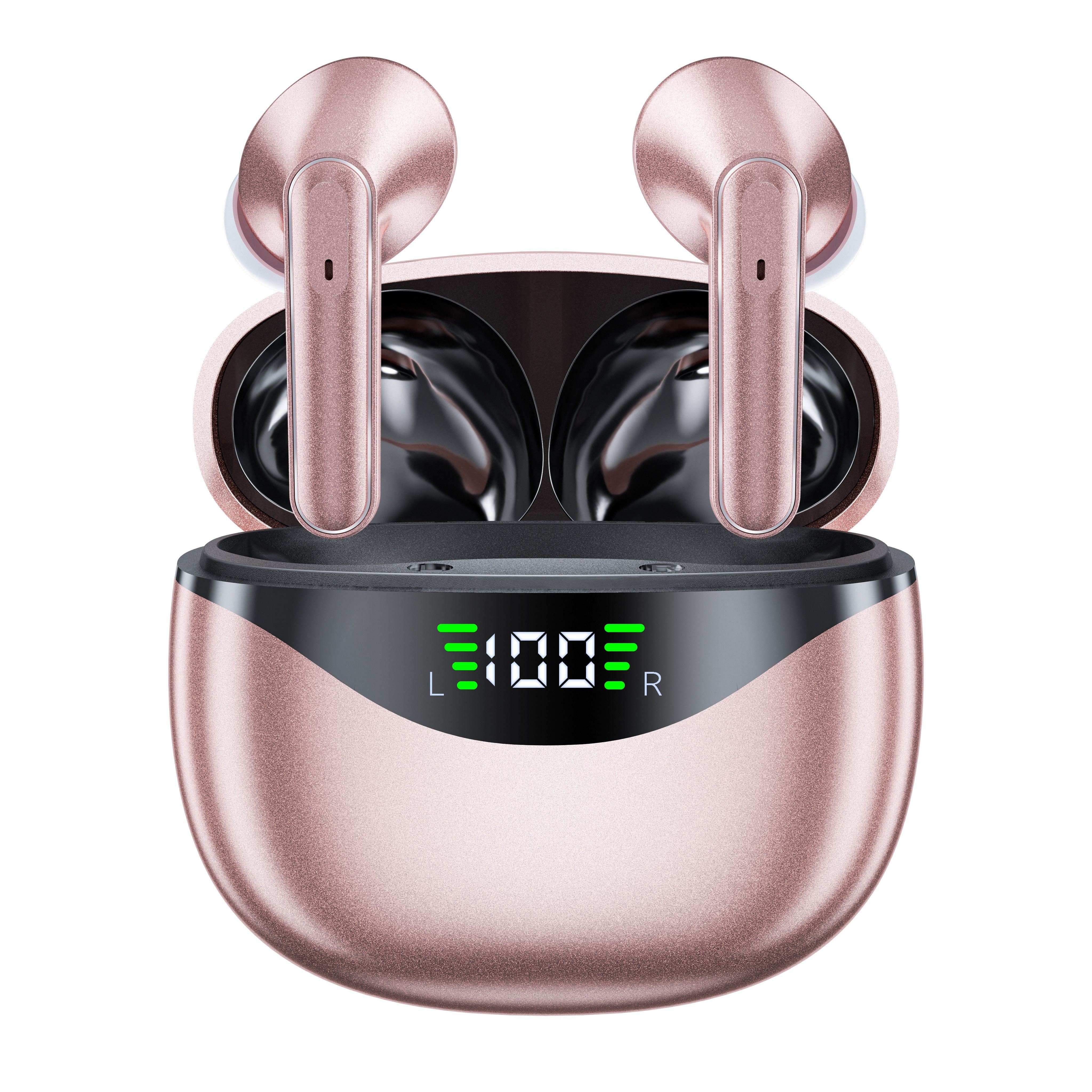 True Wireless In-ear Earbuds With Hd Stereo For Sports Gym, Wireless Earphones With Led Charging Case, Built-in Mic Sport Headphones For Men Women