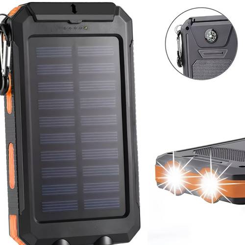 solar charger large capacity 36800 mah with emergency flashlight fast charging usb c input and output for all mobile phones and electronic devices
