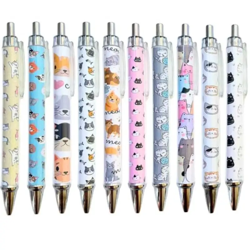 10pcs cat ink pens set cute kawaii funny cats kitty themed paw ballpoint gel pen school stationary notebook diary for women lovers office worker supplies stuff clipboard decor desk accessories gifts, office supplies, school stationery, accessories, whimsical stationery, fine point tip, retractable pen, catthemed gifts, gel pens, office workers, women gifts, student stationery Product details 0