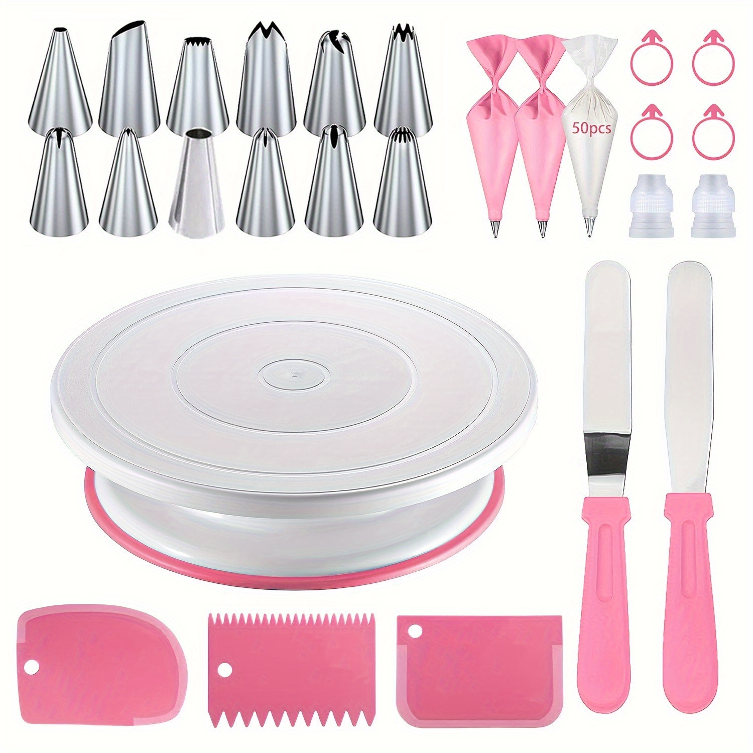 76pcs stainless steel decorating piping tips cake turntable