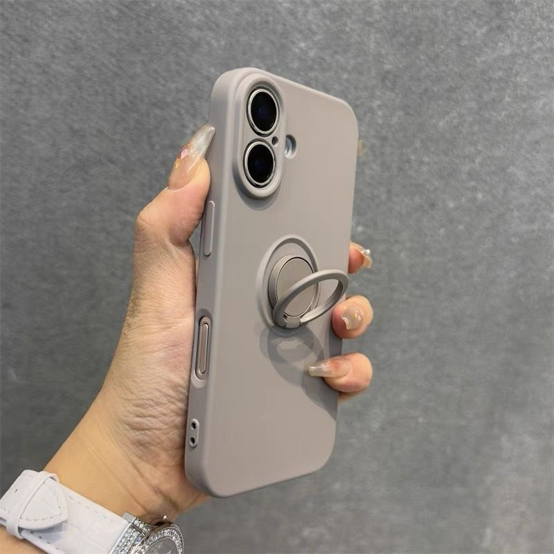 Liquid Silicone Suitable for 16 Phone Cases, Compatible with for iphone 15 Pro Max Ring Stand, Designed for Women, Full Protection Soft Case for 14 Plus, Shockproof for 13, High-end Texture for 12 Minimalist Style, Solid Color Protective Cover