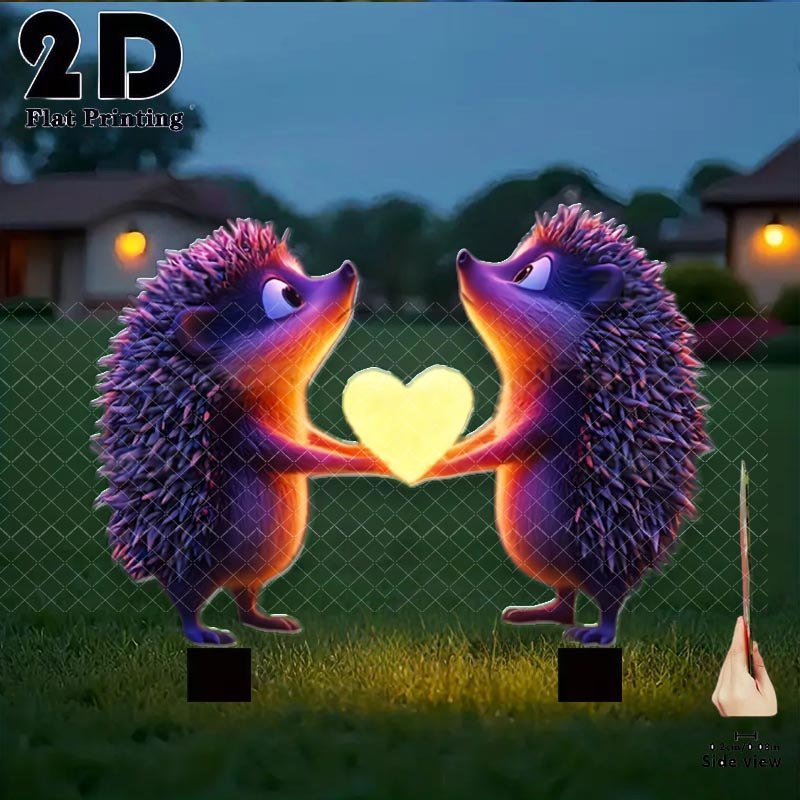 E-shop 2D Flach, [2D Flach] . -Igel-Gartenstecker – Kunststoff-Bodenspieß geeignet für Rasen, Bonsai & Valentinstagsdeko, niedliche
