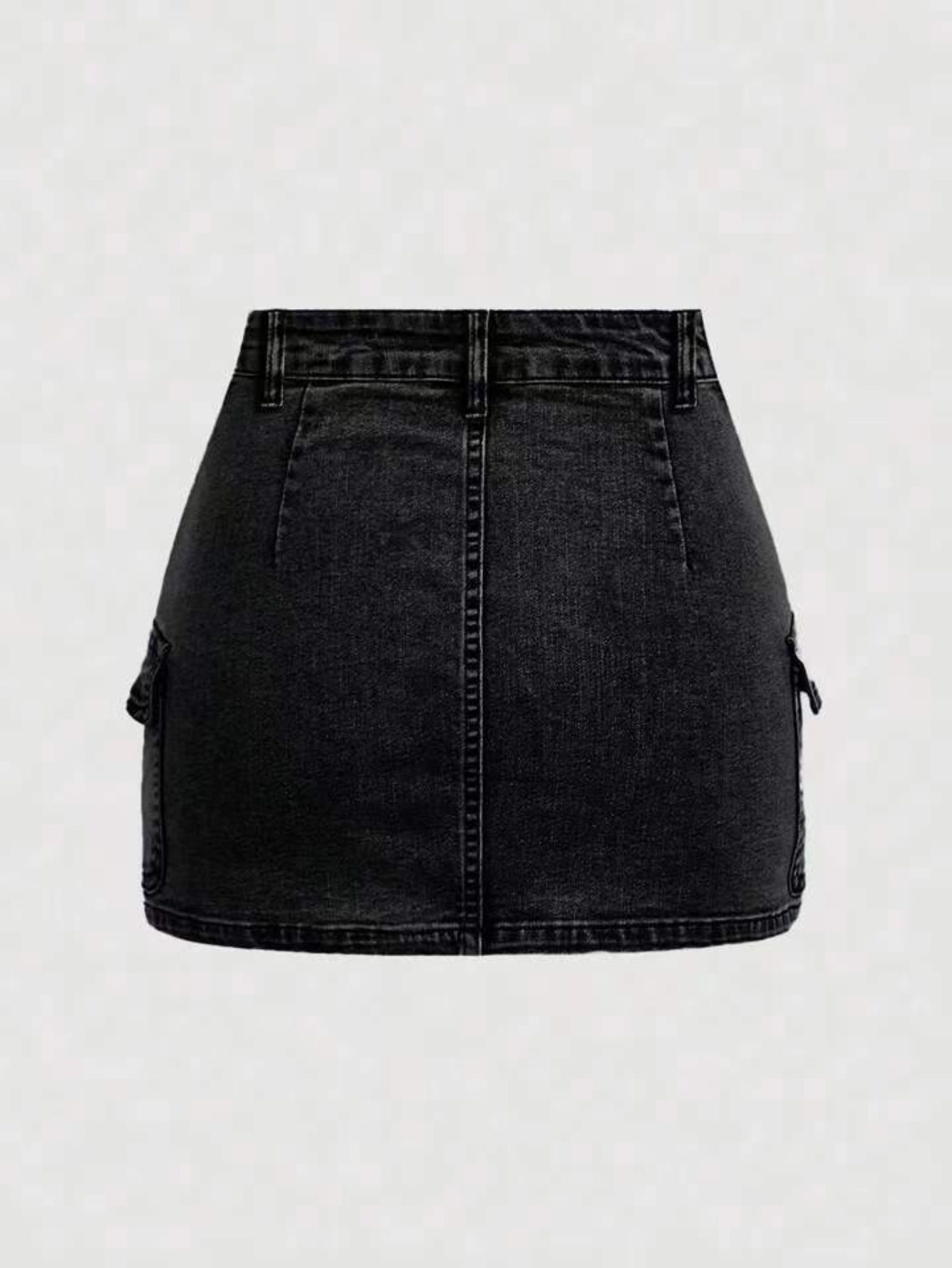 2025 High Waisted Stretchy A-Line Cargo Denim Mini Skirt with Zipper Fly  Fit Black Casual Skirt, Multiple Pockets, Machine Washable for Spring