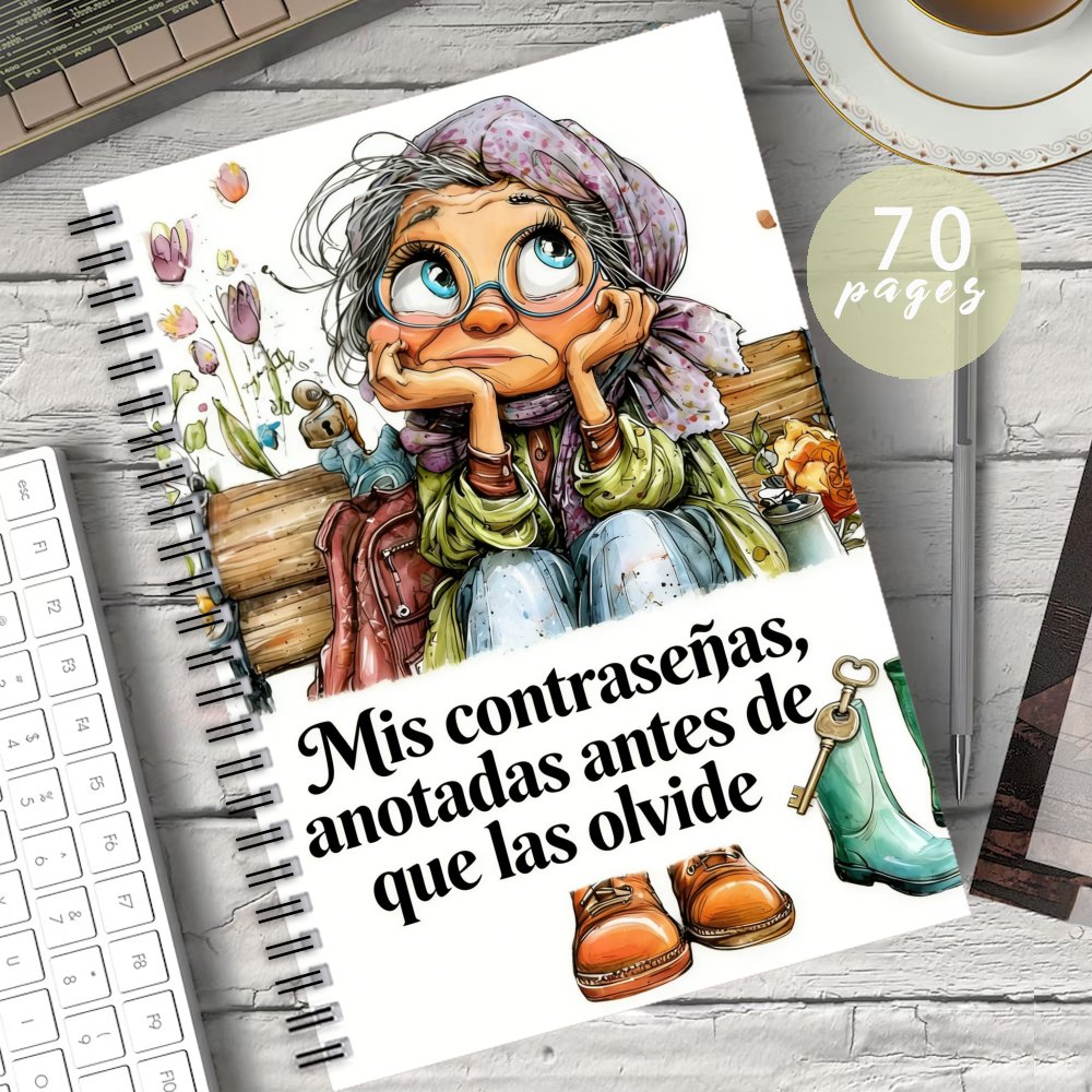 TEMU Cuaderno de contraseñas en español con anillas en para información de de sesión de sitios web y organizar notas de contraseñas. ilustraciones de