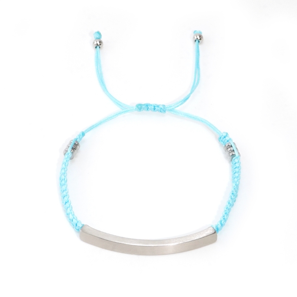 TEMU Custom Adjustable Braided Pu Bracelet With Engravable Stainless , Minimalist Unisex Friendship Wristband, Personalized Name Or Date Engraving,