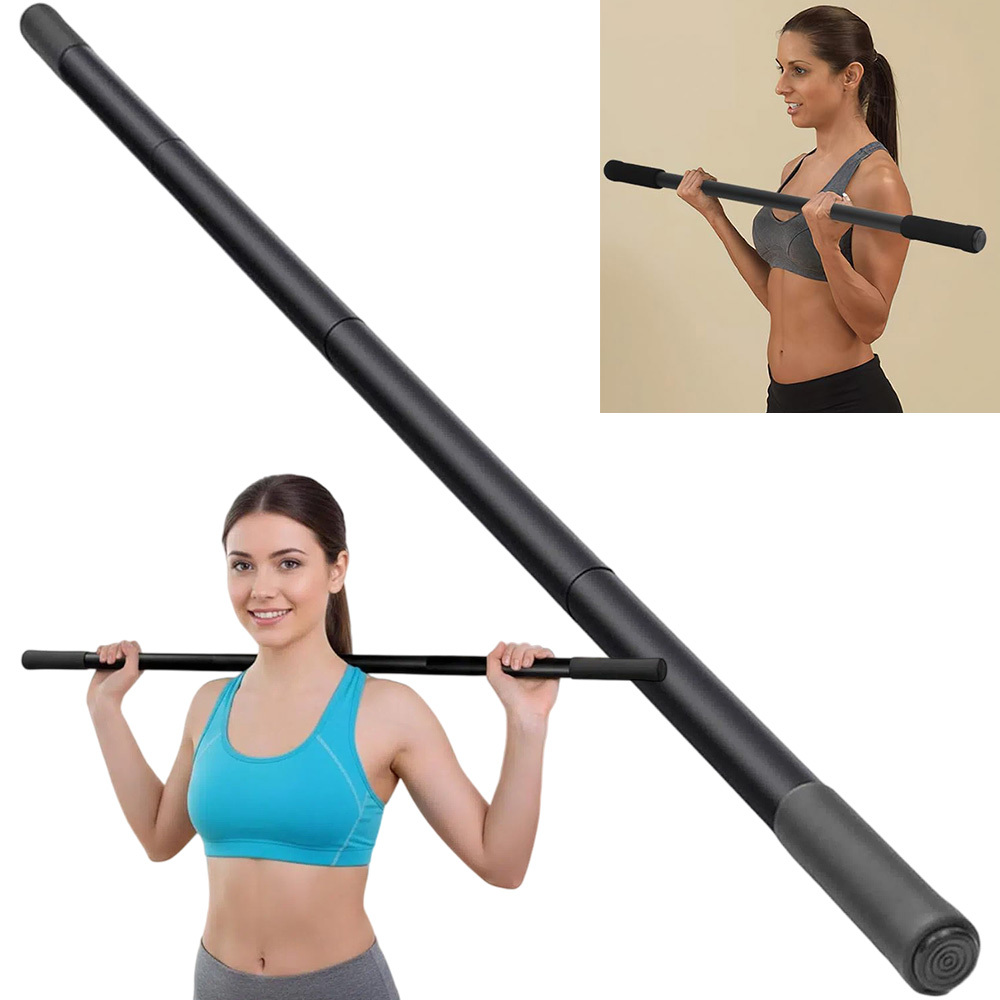 Verstelbare yogarekstang met 4 delen 151cm, draagbare metalen oefenstok met handvatten: retailer-supplied image