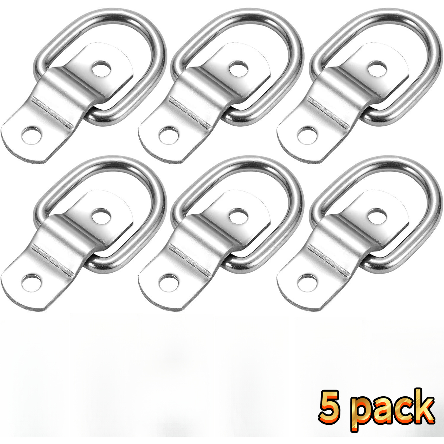 TEMU 5-pack D-ring Anchors 1/4" Heavy Duty Stainless Steel Trailer Hooks For Truck, Trailer, , Warehouse, Boat, & Surface Mount, With Screws