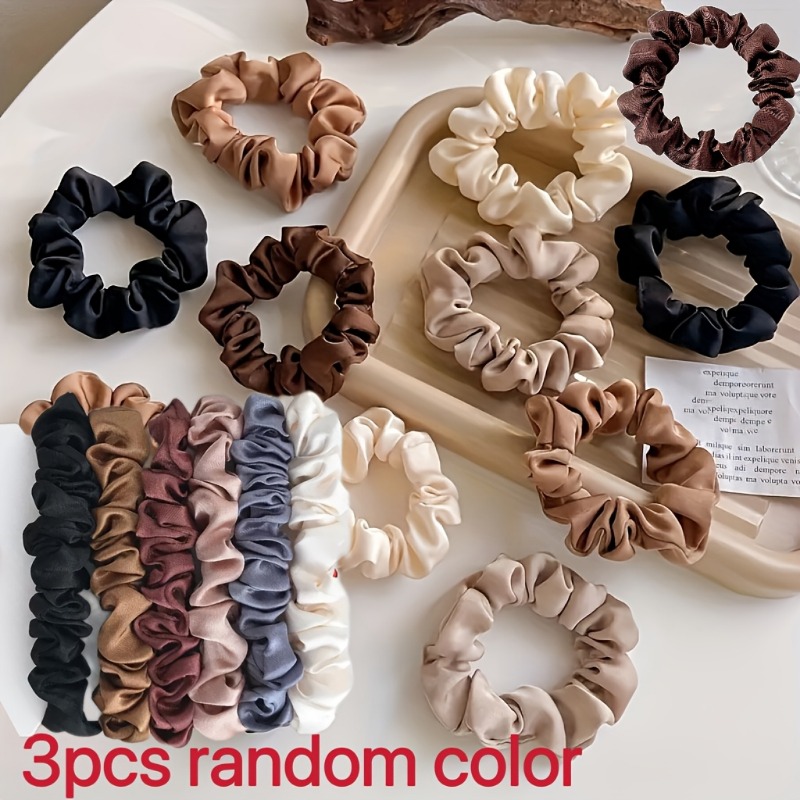 TEMU 3pcs Vintage Polyester Large Bow Hair Ties, High Elasticity - Very Suitable For Home Indoor, Outdoor Activities, Outing Play, Travel And Other