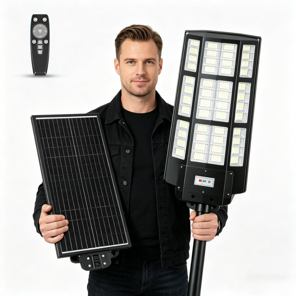 TEMU [extra-large] Solar Street Lights Outdoor Waterproof, Ip66 Solar Street Lights, Motion Sensor With Remote Control, 1440pcs Led Solar Parking