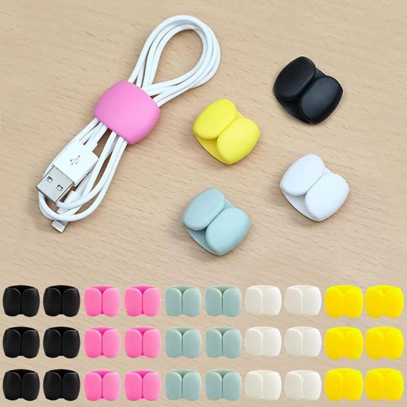 8 Colorful Durable Cable Clips | Premium Silicone Desk Organizer For Phone Charger And Computer, Home Office Cable Management