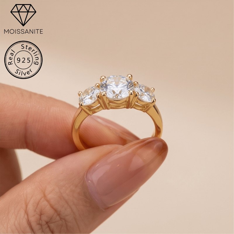 Men's Stylish 2/4 Carat Moissanite Golden Ring in 925 Silver