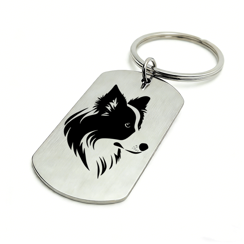 TEMU 1pc Metal Minimalist Border Collie Silhouette Keychain | Iron Dog Tag Shaped Car Pendant, Ideal For Border Collie Owners, Dog Lovers, And