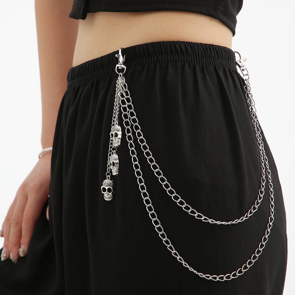 hip hop retro skull phants zipper jeans decoration - Temu display picture 2