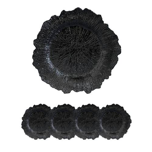 2 plaques de chargement noires de qualité supérieure , plaques de chargement robustes noires pour assiettes à dessert, assiette décorative pour lhalloween, , événements, contact non alimentaire 13 pouces/33 cm