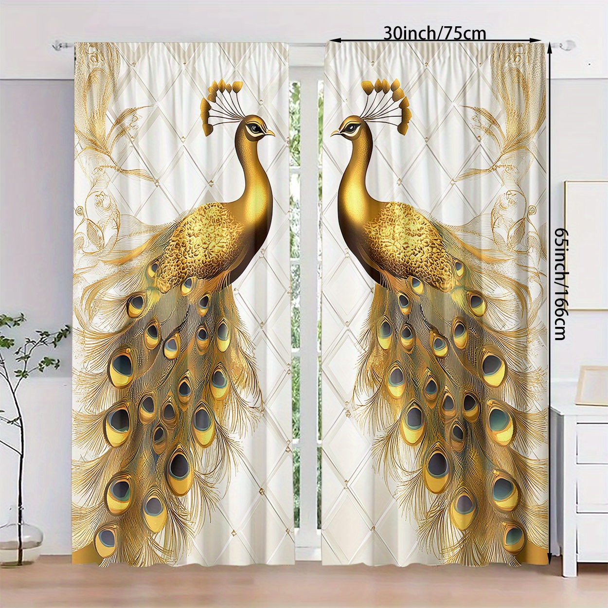 TEMU 2pcs Set, Polyester Print Curtains, High-definition Print, Rod , Drapes, Artistic Decor For Bedroom, Room, , , , 90-100g, -fade,