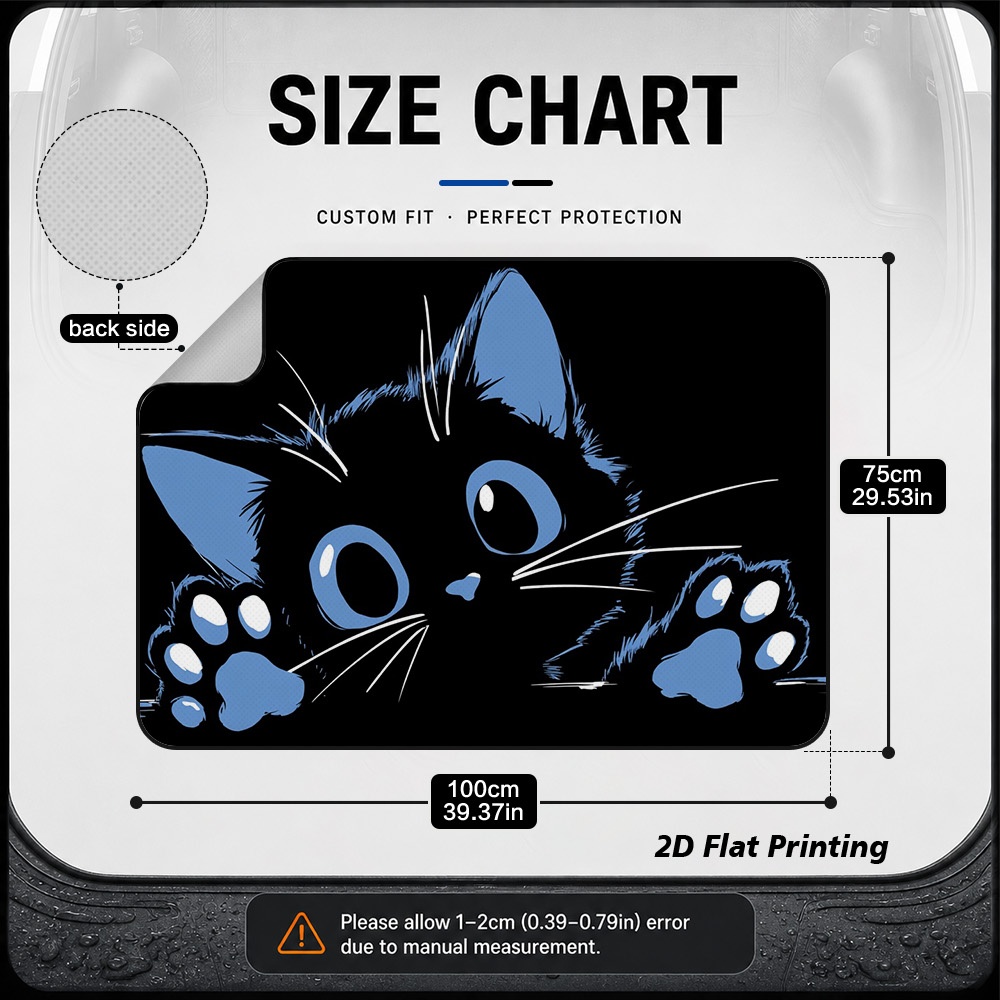 TEMU 2d Flat, 1pc Halloween Peeking Black Cat Printed Car Trunk Mat, Car Interior Protection Lining, Dust-proof And Durable, Easy To Clean, Stylish ,