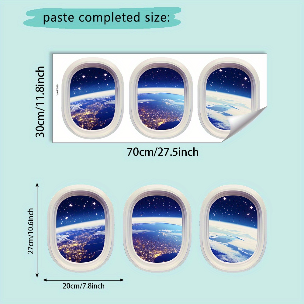 Starry Sky Window Fake View Pattern Wall Sticker, Home Decoration Family Wall Sticker, Suitable For Bathroom Toilet Living Room Bedroom Dining Room Study Hallway Wall Sticker