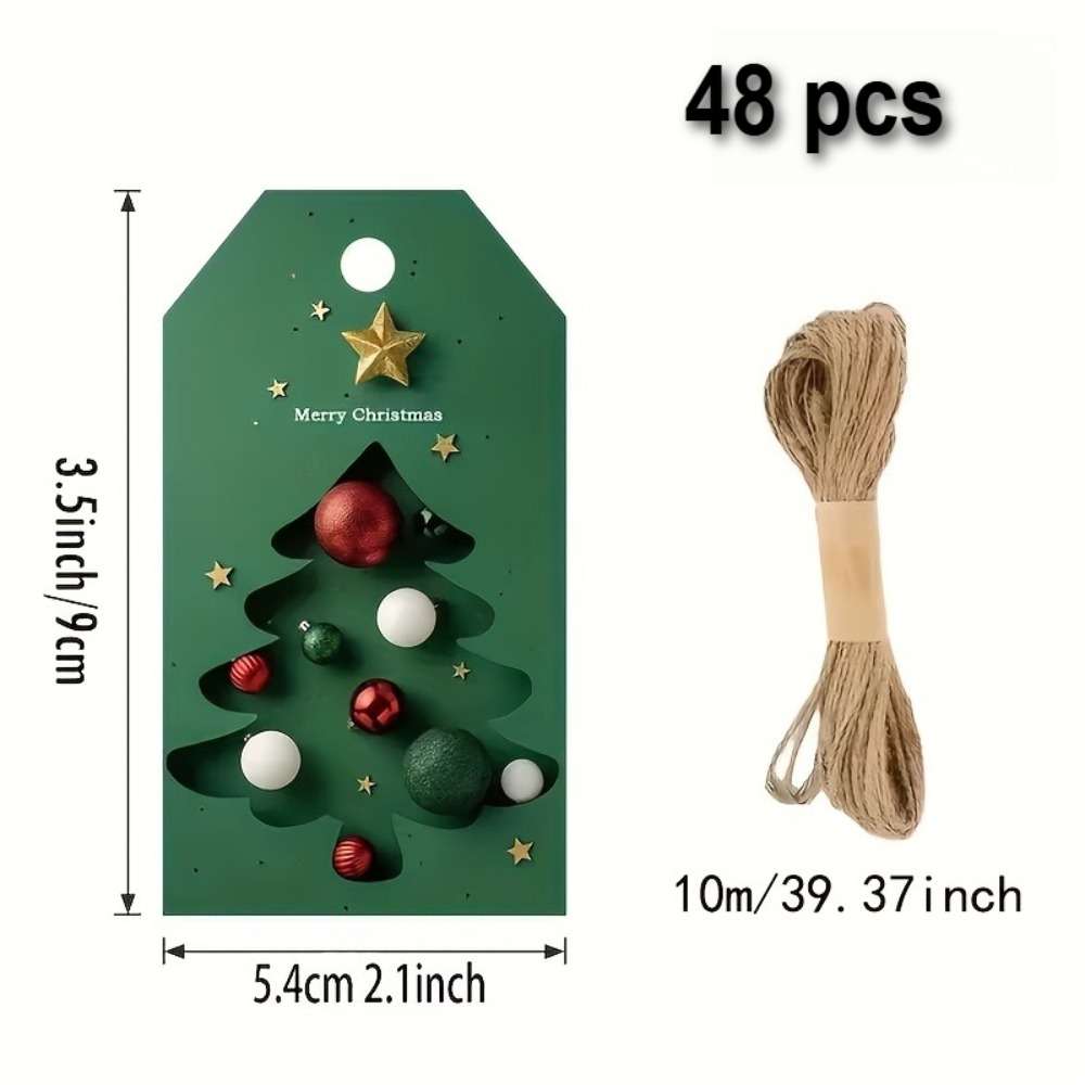 Image of 48pcs Christmas Hanging Tags Suitable For Hanging On Gift Boxes, & Paper Labels With For Holiday Wrapping, Gift Cards, Scrapbooking, Tree Decorations - Multipurpose For Diy Crafts, Seasonal Greetings