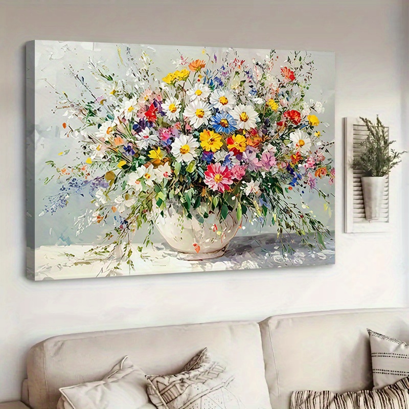 TEMU 1 Pieza en Enmarcado - Decoración Rústica con Arreglo Floral Multicolor, Pintura Premium para Cocina y Sala, Regalo del Día de la o , en la ,