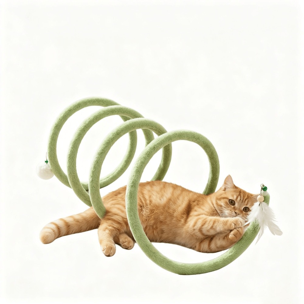 Folded Cat Tunnel S Type Cat Tunnel Spring Toy with Balls