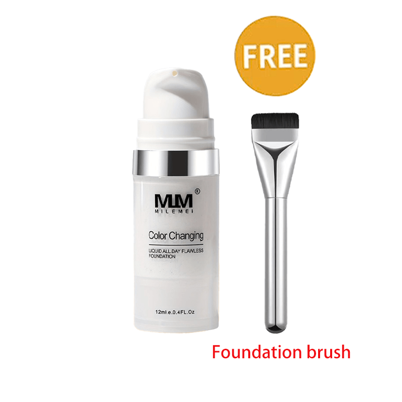 TEMU Men's & Women's Color-changing Foundation With Brush - Cream Formula Long-lasting Moisturizing Bb Cream, Buildable Coverage (light Beige To