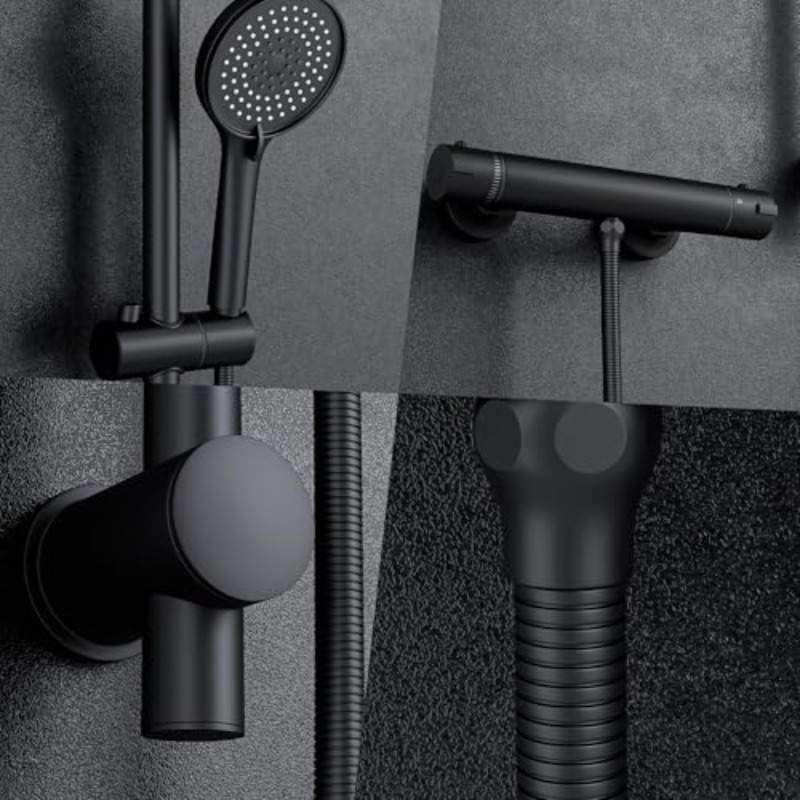 MORADO Black Shower Mixer with Adjustable Riser Rail Kit and 3 Function Shower Head