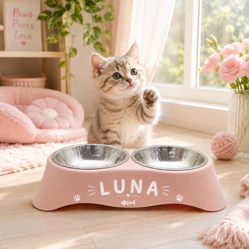 TEMU 1pc Customizable Bowl, Anti-tip Food And Water Dish For Cats And Dogs, Feeding Bowl For Golden Retrievers, Large Breed Dogs, , And British