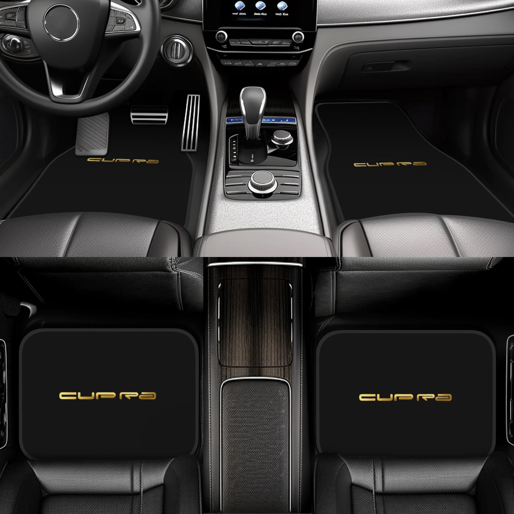 TEMU 4pcs 2d Flat Car Floor Mat Set, Golden Auto Letter Print, Suitable For Sedan, Suvs | Easy To Clean, . Front Floor Mats Approximately 68cmx44cm,