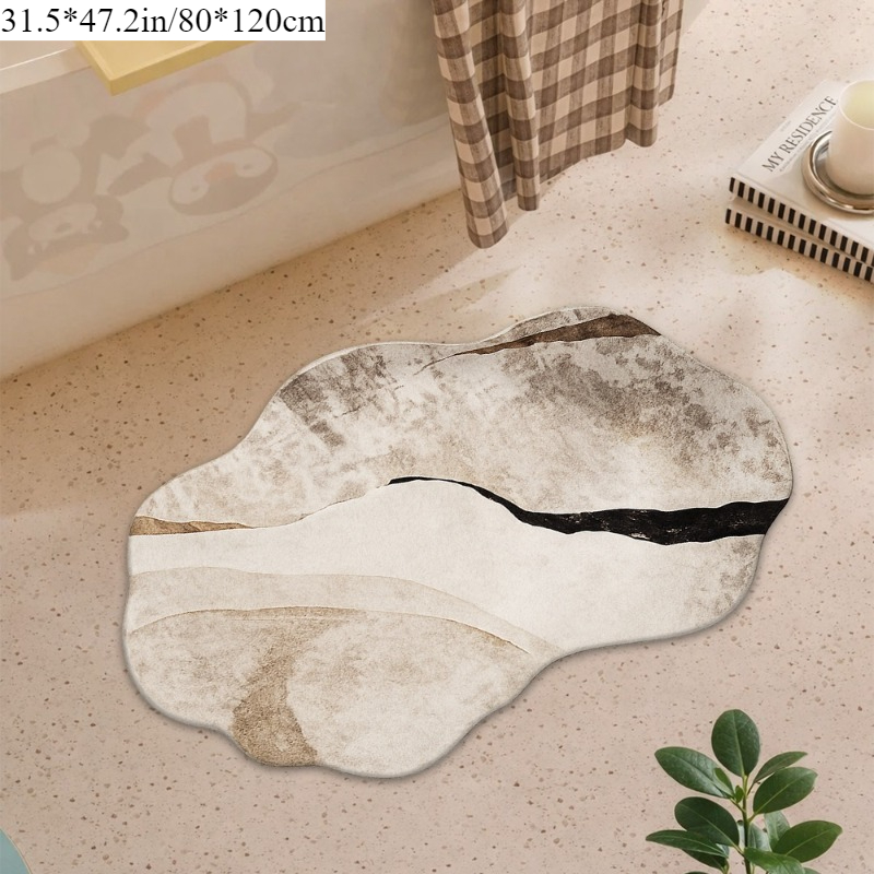 TEMU 1pc, Beige-gray-black Gradient, Irregular Shape, Modern . Suitable For Living Room Rugs, Carpets, Living Room Area Rugs, Small Area Rugs, Mats,