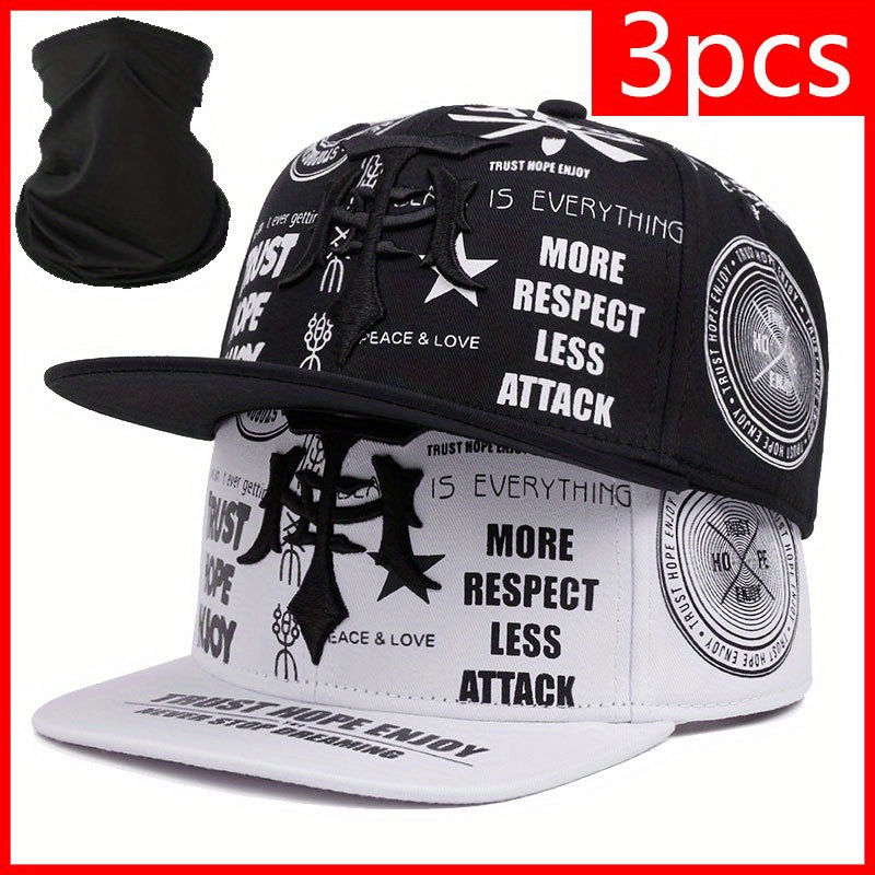 TEMU 3pcs( And Mask) Embroidered Baseball Cap For Women And Men Hip Hop Style Hat And Necklace, Ideal For Outdoor Traveling, Perfect Gift For Couples