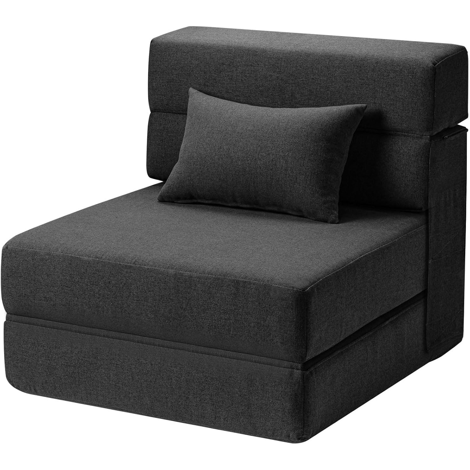 Image of 1pc Compact 4-fold Convertible Sofa Bed, 72 X 28 X 6 Inch Fine Corduroy Cover With 3mm , Polyurethane Foam Folding Sleeper Furniture For Apartment , Black