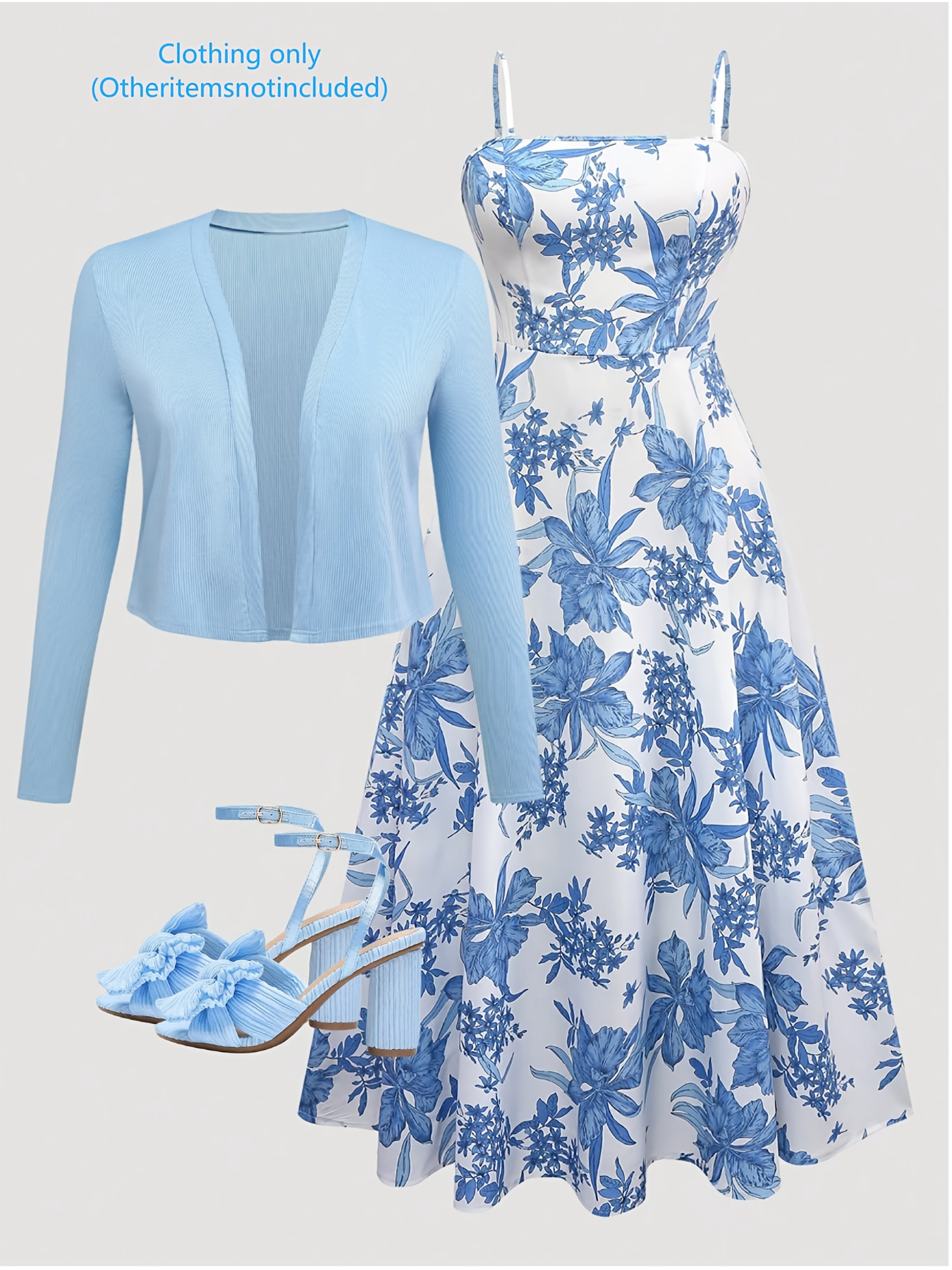 blue floral long dress sold on Temu United States
