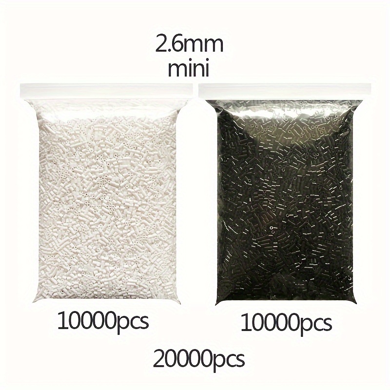 TEMU Artisanat, 20000 pièces d'utilisation de perles fondues blanches et noires de 2,6 mm, pour la fabrication de puzzles 3D. Perles fondues de haute